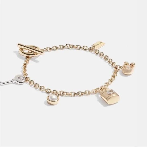 Elegant Gold and Silver Charm Bracelet - Picture 3 of 8